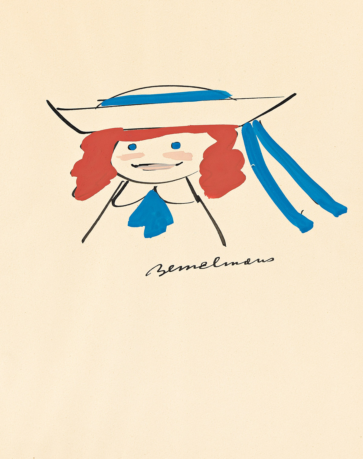 BEMELMANS, LUDWIG (1898-1962) Madeleine In Hat Blue Bow.